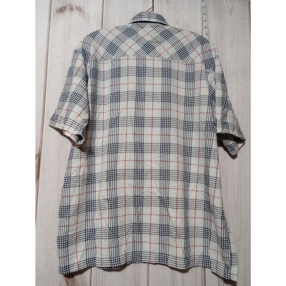 Levis Shirt Mens Large Blue Red White Plaid Button Up Short Sleeve Soft Cotton - Picture 3 of 8
